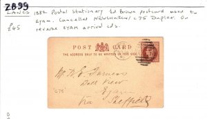 GB Lancs Card *NEWCHURCH/C75* DUPLEX Eyam ½d Stationery Postcard CDS 1882 ZB99