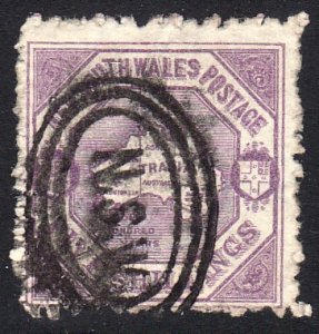 1890 NSW Australia used 5/ perf 10 Watermark 57 3 oval cancel Sc# 87 CV: $77.50