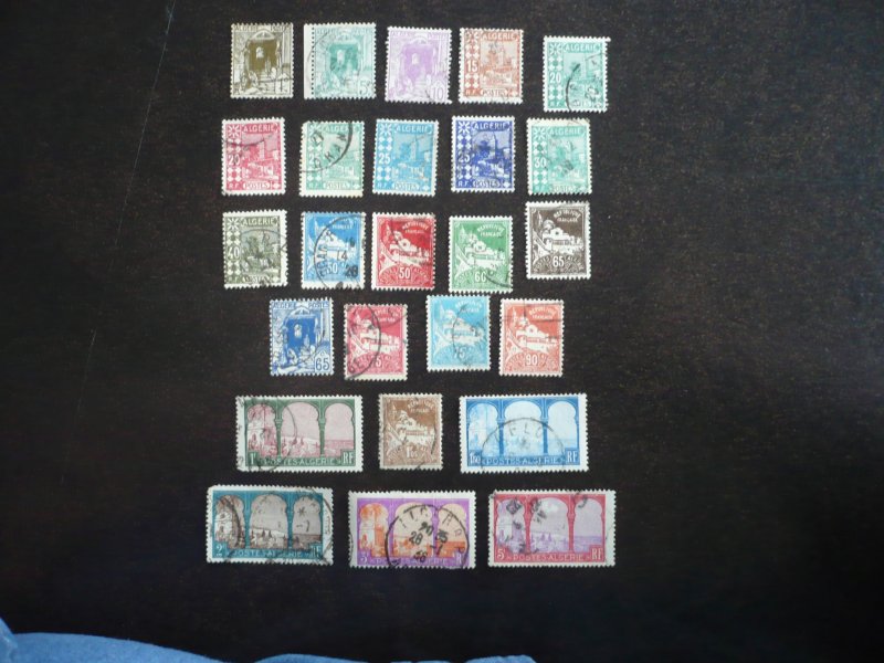 Stamps - Algeria - Scott#33-65 - Used Part Set of 25 Stamps