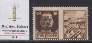 ITALY RSI (Social Rep) - War Propaganda -Essay V MNH** Torino 1944  R^