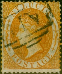 St Lucia 1876 (1s) Orange SG18 Fine Used 