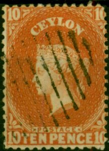 Ceylon 1864 10d Dull Vermilion SG38 P.12.5 V.F.U (2)