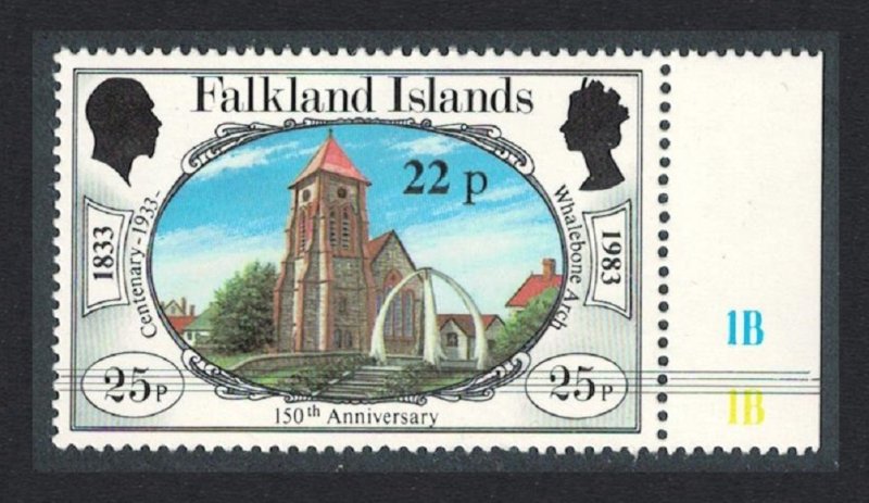 Falkland Is. Architecture Whalebone Arch Ovpt 22p 1984 MNH SC#403 SG#468