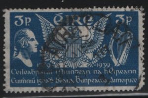 Ireland 1939 used Sc 104 3p Washington, eagle, harp US Constitution 150th ann