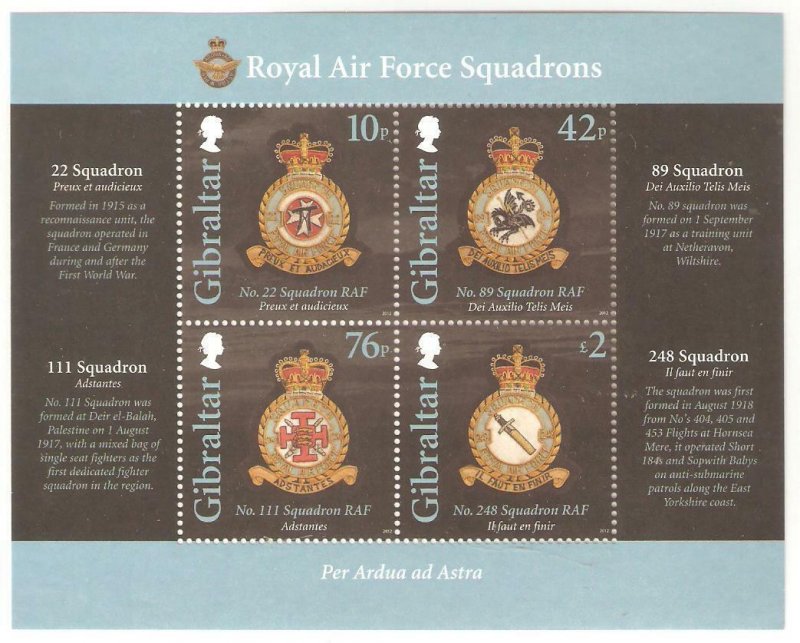 2012   GIBRALTAR  -  SG MS 1456 - ROYAL AIR FORCE SQUADRONS - UNMOUNTED MINT