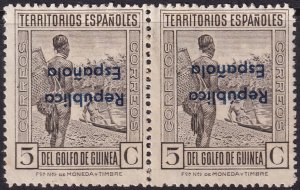 Spanish Guinea 1932 Sc 250 pair MNG(*) inverted blue overprint variety