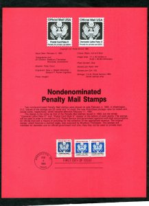 SP637 Nondenominated Penalty Mail, FDC Souvenir Page (#O138-O139)