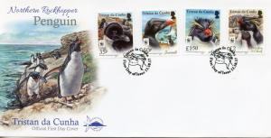 Tristan da Cunha 2017 FDC Rockhopper Penguins WWF 4v Cover Birds Penguins Stamps