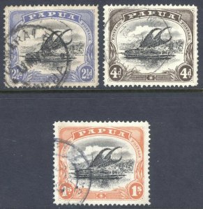 Papua 1906 2.5d-1s sml PAPUA P12.5 WmkUP SG 56-58 Sc 30a-33a VFU CAT £188($246)