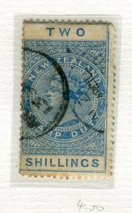 NEW ZEALAND; 1890s early classic QV Postal Fiscal issue used Shade of 2s. value