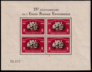 Sc# C81 Hungary 75th UPU MNH 1950 S/S souvenir sheet of four perf CV $525.00