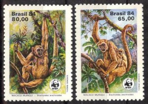 Brazil 1984 WWF Monkeys set of 2 MNH