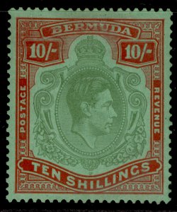 BERMUDA GVI SG119a, 10s bluish green & dp red/green M MINT. Cat £200. CHALKY P14