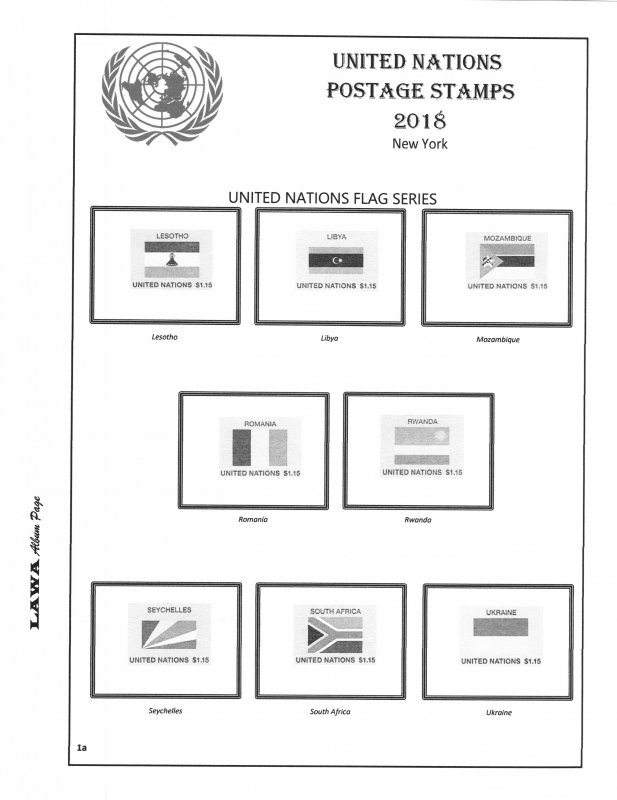2018 UNITED NATIONS  ISSUES SUPPLEMENT – LAWA Album Pages