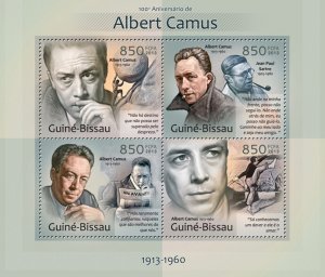 GUINEA BISSAU - 2013 - Albert Camus - Perf 4v Sheet - Mint Never Hinged