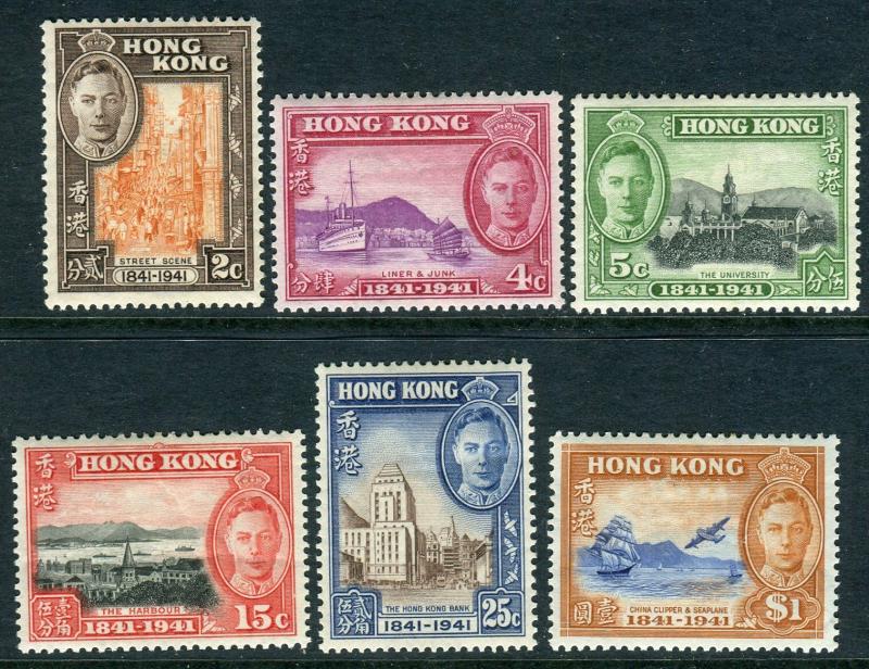 HONG KONG-1941 Centenary.  A mounted mint set Sg 163-168