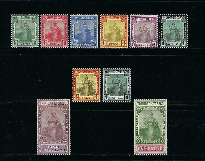 TRINIDAD & TOBAGO SCOTT #1-11 1913 WMK 3 - MINT LH (TOP VALUE HAS TINY THIN) 