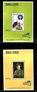 Belize-Sc#644-5- id9-two unused NH sheets-Boy Scouts-1982-