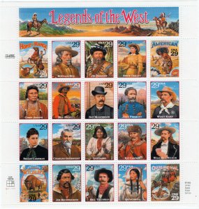 Scott #2869 29¢ Legends of the West Sheet of 20 Stamps - MNH