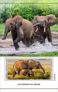 GUINEA - 2023 - Elephants of the World - Perf Souv Sheet - Mint Never Hinged