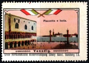 Vintage Germany Poster Stamp Capri La Piazzetta Bohemian Leather Production