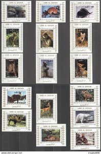 1972 Umm Al Qiwain Animals Fauna Michel #1130-45 32 Euro 16Bl ** Ar221