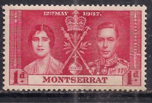 Montserrat 1937 KGV1 1d Coronation Scarlett UMM SG 98 ( K1113 )