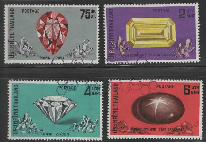 Thailand  Scott 624 -627 Used Precious stone stamp set fancy cancels