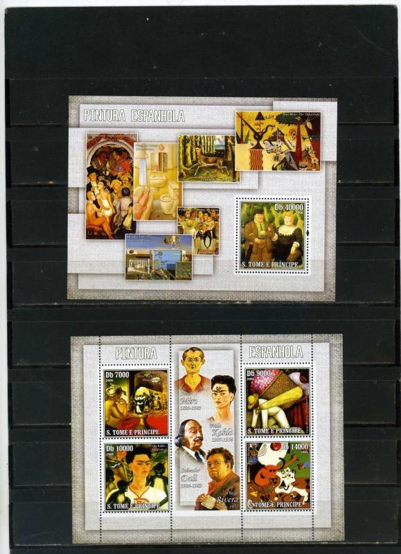 ST.THOMAS & PRINCE 2006 SPANISH PAINTINGS SHEET OF 4 STAMPS & S/S MNH 