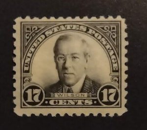 US Scott 623 17c Wilson MLH VF OG P11 Black 1925