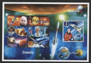 SOMALIA SOUVENIR SHEET SPACE, EINSTEIN, SOCCER, CONCORDE MNH