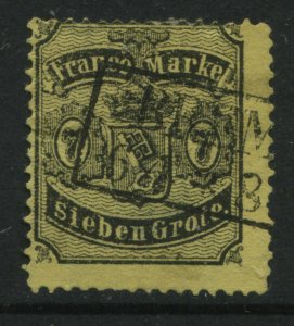 Bremen 1867 7 gr black on yellow used thin