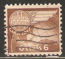 Canal Zone used Air Mail stamp - Brown