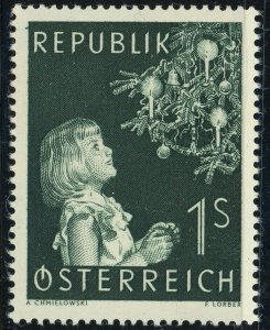 Austria #590 Child & Christmas Tree 1s Postage Stamp Europe 1953 Mint NH