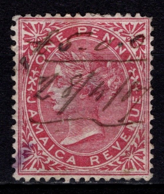 Jamaica 1865-73 Postal Fiscal, 1d rose, Wmk CA over Crown [Used]