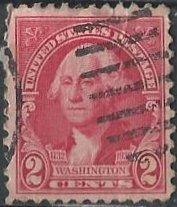 US 707 (used) 2¢ Washington bicentennial, Stuart portrait, car rose (1932)