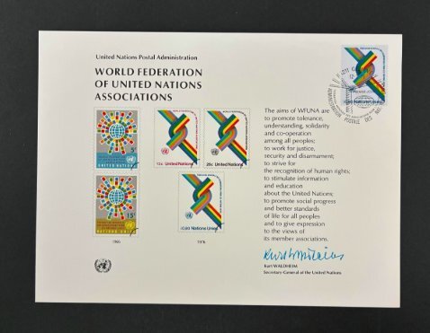United Nations. 1976 Souvenir Card. SC9. Mint NH. w/First Day Cancels.  17259