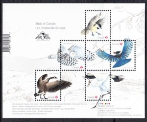 CANADA  New issue with OVERPRINT  Birds 2018 Mint NH Souvenir Sheet of 5 stamps.