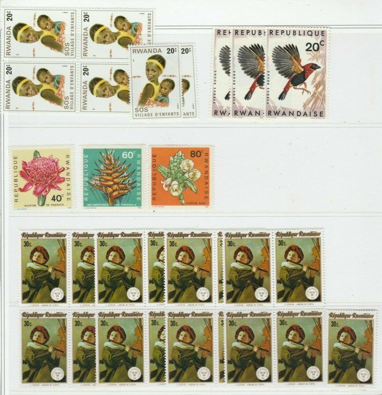 Flowers Plants Music Musicians Birds Rwanda Africa MNH** Stamps 13972