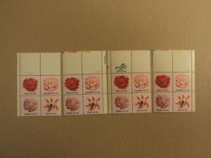 USPS Scott 1876-79 18c USA Flowers 1981 Lot Of 4 Plate Bl...