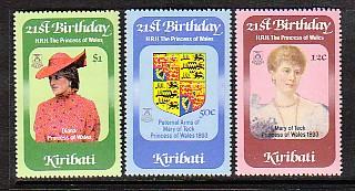 Kiribati 404-6 Princess Diana 21st Birthday MNH VF