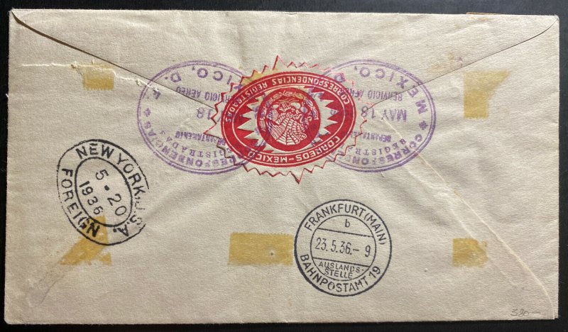 1936 Mexico Hindenburg Zeppelin LZ 129 Airmail Cover To Lorch Germany