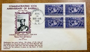 #855  Baseball Centennal FDC  Crosby photo Christy Mathewson Jun 12, 1939