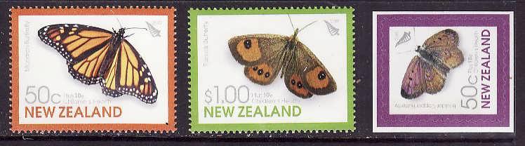 New Zealand-Sc#B197-8,200-unused NH semi-postal set-Self-Adhesive-Butterflies-In