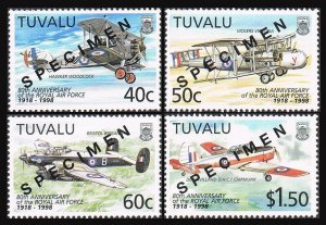 Tuvalu 763-766,767 sheet SPECIMEN,MNH.Mi 793-796,Bl.63. Royal Air Force,80,1998.