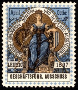 1897 Germany Poster Stamp Saxon-Thuringian Industry And Trade Exhibition Leipzig