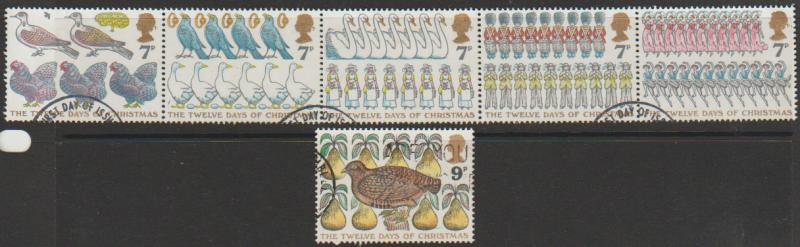 Great Britain SG 1044 - 1049 set Used se-tenant strip of 5 plus SG1049