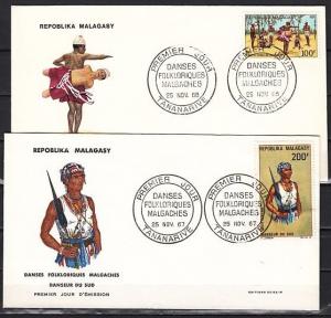 Malagasy Rep., Scott cat. C86-C87. Native Dancers issue on a First day cover. ^