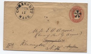 1850s U10 nesbitt envelope Cohassett MA fancy cancel [H.4164]