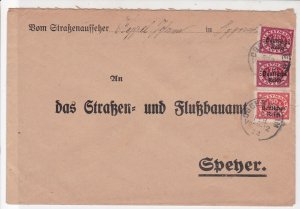 Germany 1922 Oggersheim Cancel Official Stamps Cover to Speyer ref 22937